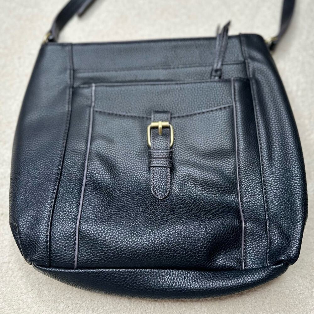 St John's Bay: Black Leather Cross Body Purse